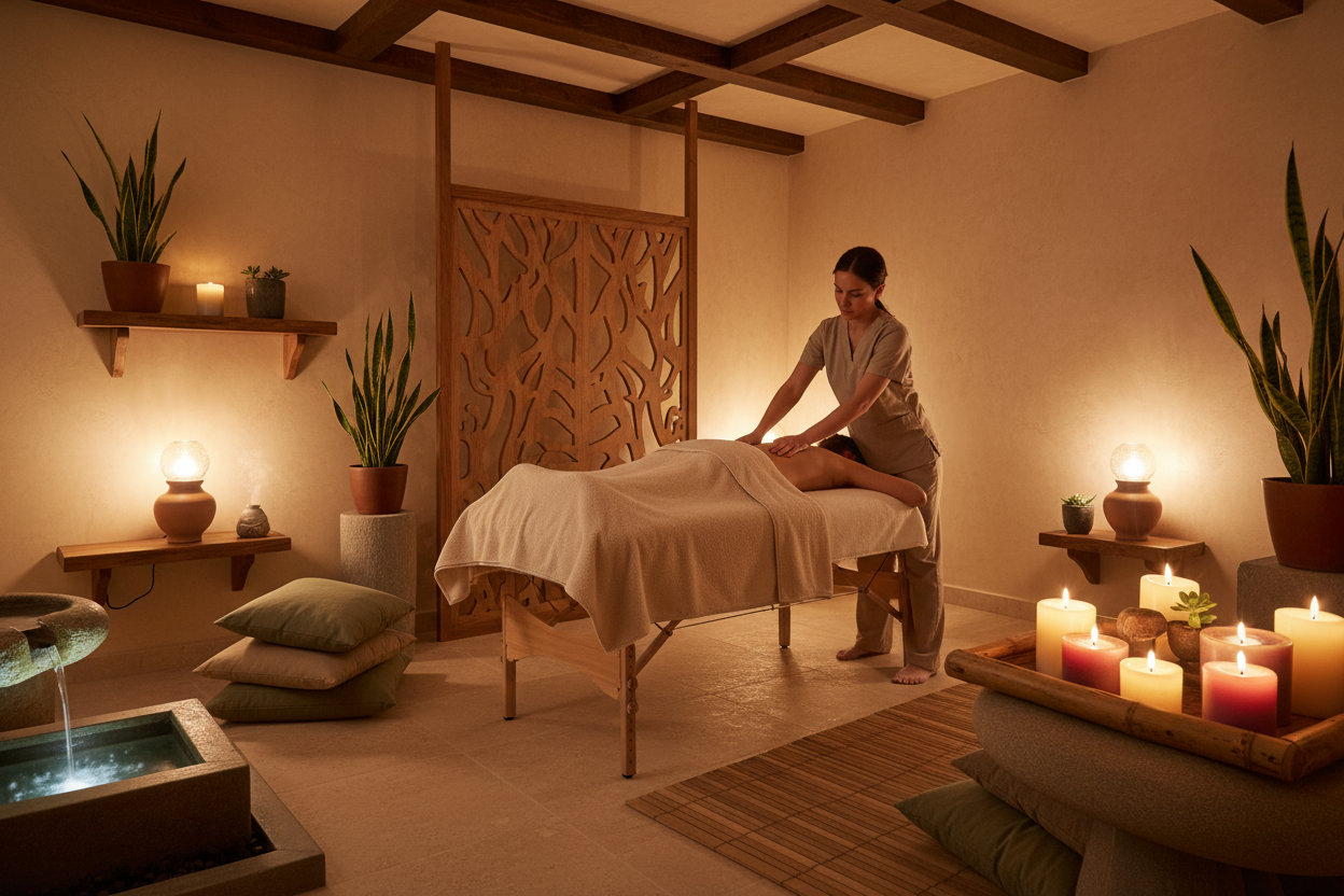 deep tissue massage in a cozy room